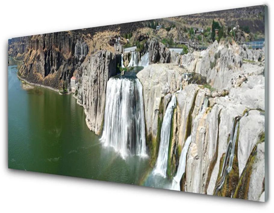 Obraz na akrylátovom skle Vodopád jazero príroda 100x50 cm