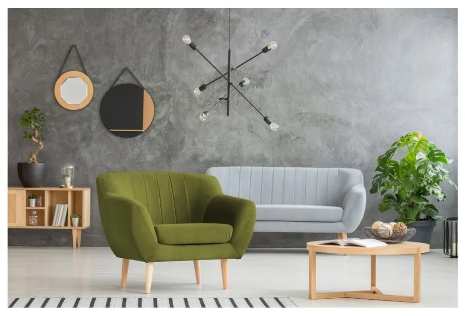 Zelené zamatové kreslo Mazzini Sofas Sardaigne