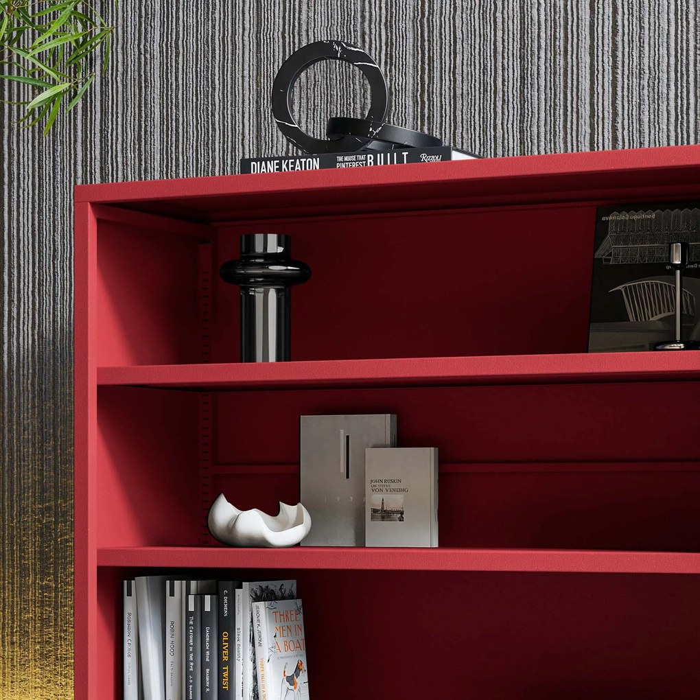 Nízky policový regál LUCA, 1000 x 900 x 350 mm, Modern: červená farba