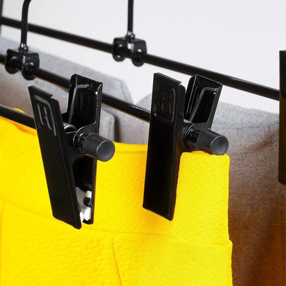 VILDE Kovové čierne vešiaky s klipom na nohavice a sukne, sada 3ks