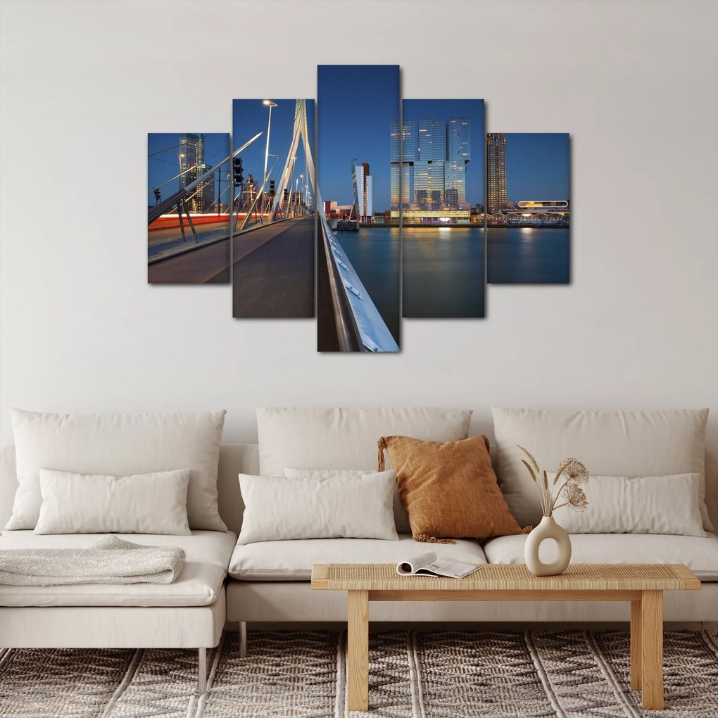 Obraz - Súmrak v Rotterdame, Holandsko (150x105 cm)