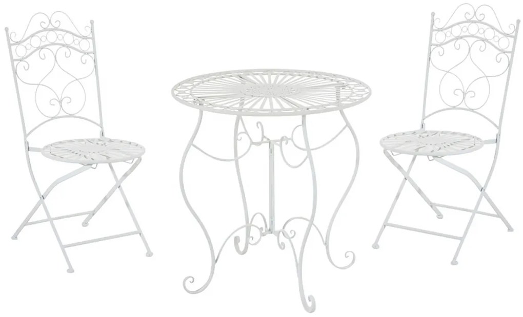 Súprava kovových stoličiek a stola Indra (SET 2+1) - Biela