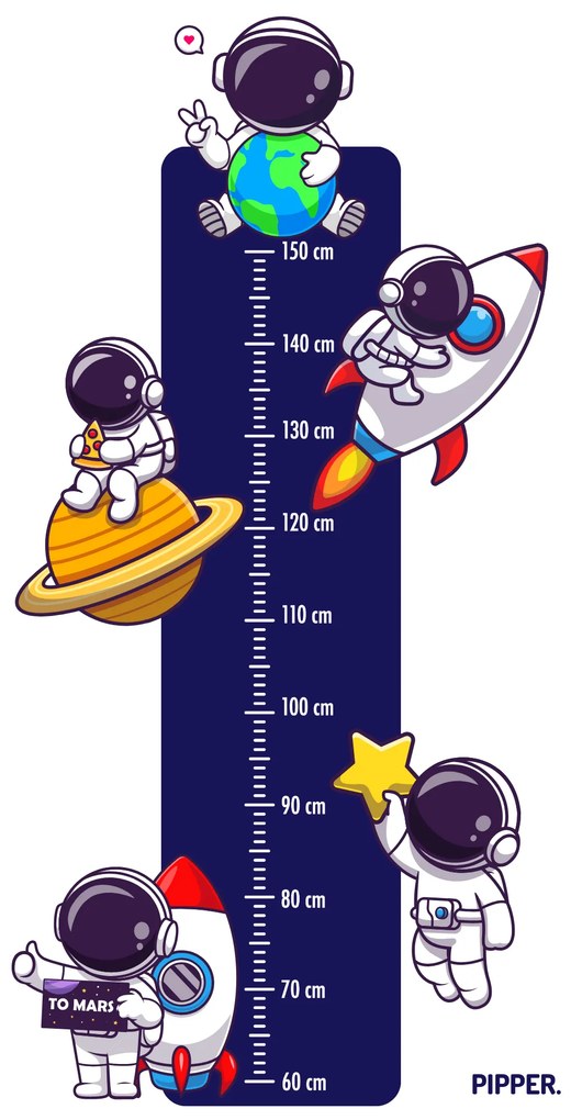 60x120cm Detský meter - Astronauti - textilná nálepka na stenu