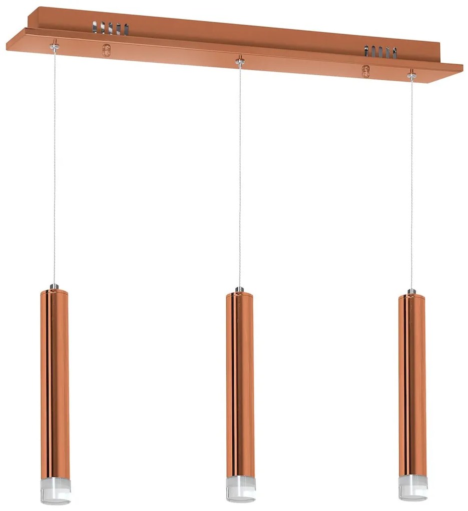 Závesné svietidlo Copper, 3x medené kovové tienidlo, c