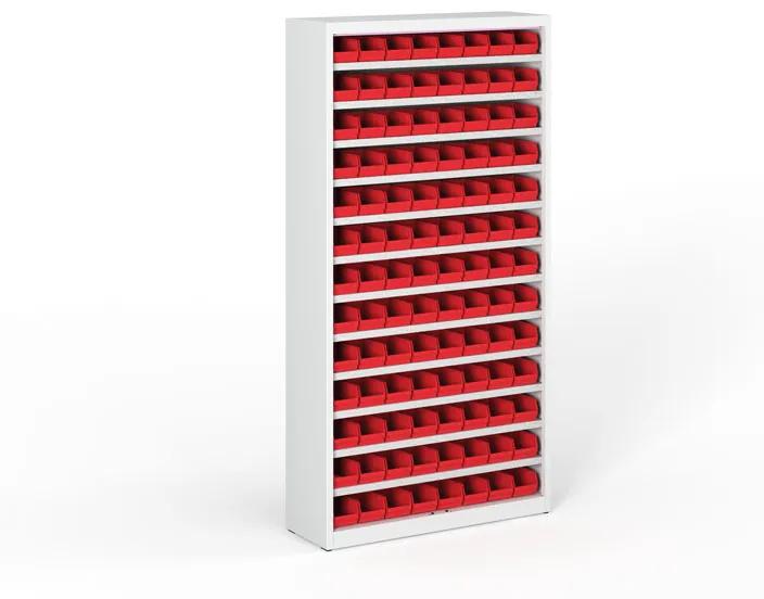 Regál s plastovými boxmi BASIC so zadnou stenou - 1800 x 400 x 920 mm, 64x A, 24x B