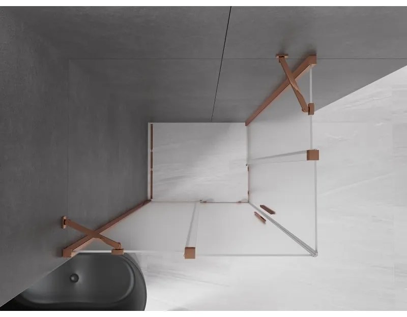 Mexen Velar Duo, sprchový kút s posuvnými dverami 100 x 90 cm, 8mm sklo námraza, ružové zlato, 871-100-090-32-60