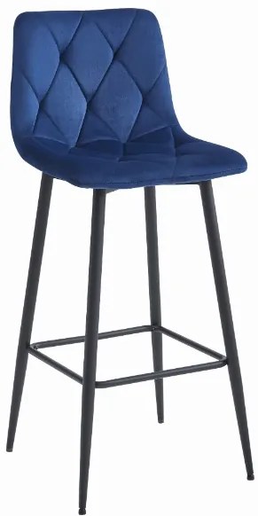 Zamatová barová stolička Bari modrá