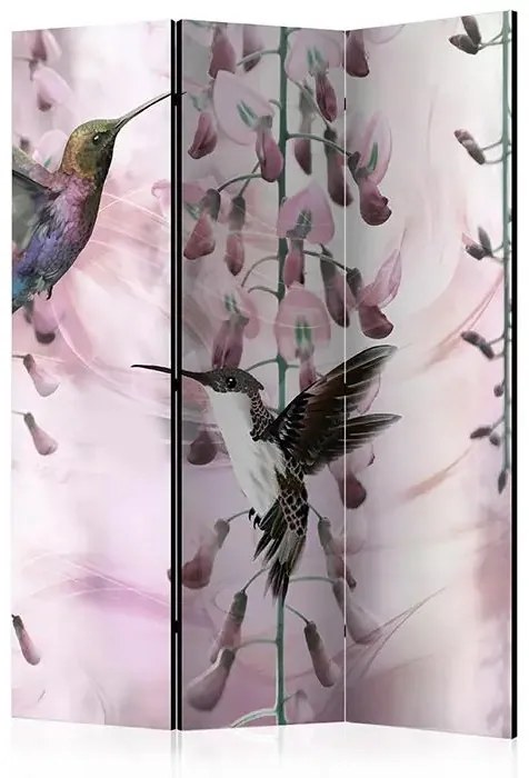 Paraván - Flying Hummingbirds (Pink) [Room Dividers] Veľkosť: 135x172, Verzia: Akustický