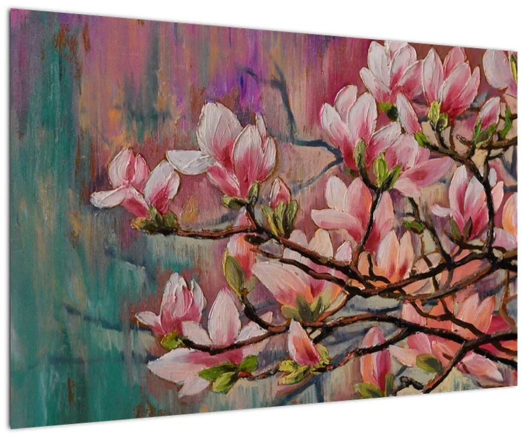 Obraz - Olejomaľba, Rozkvitnutá sakura (90x60 cm)