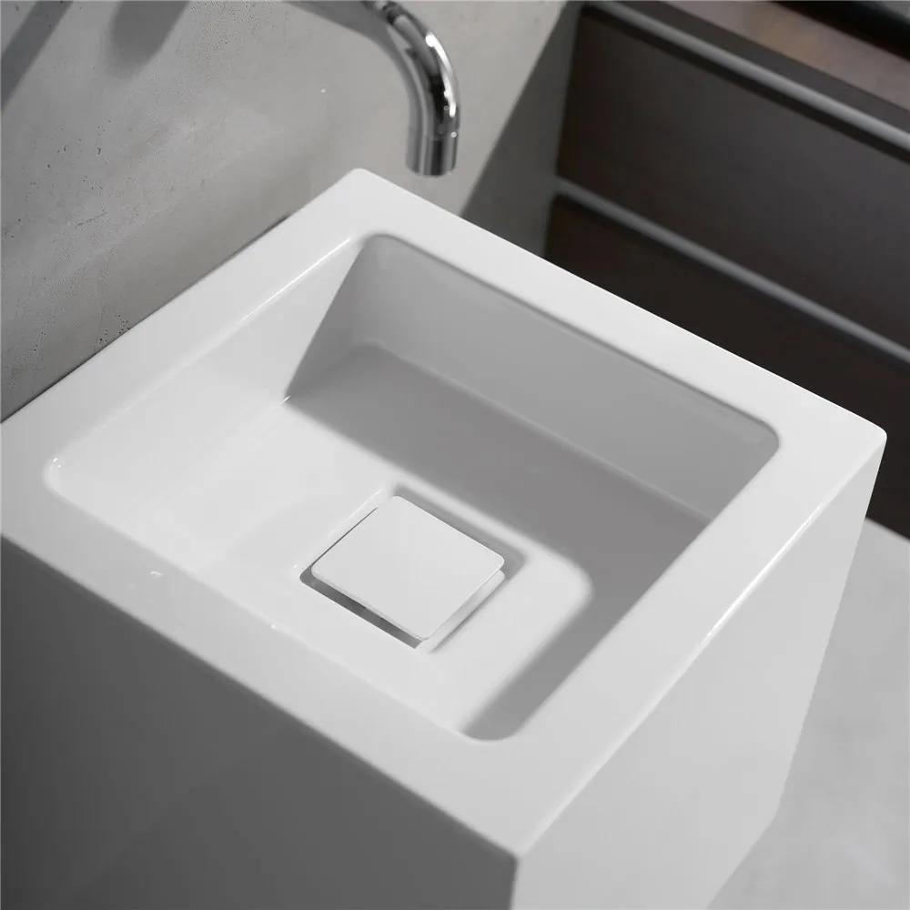 ALAPE WT.QS325X závesné umývadlo bez otvoru, bez prepadu, 329 x 349 mm, biela alpská, s povrchom ProShield, 4271000000