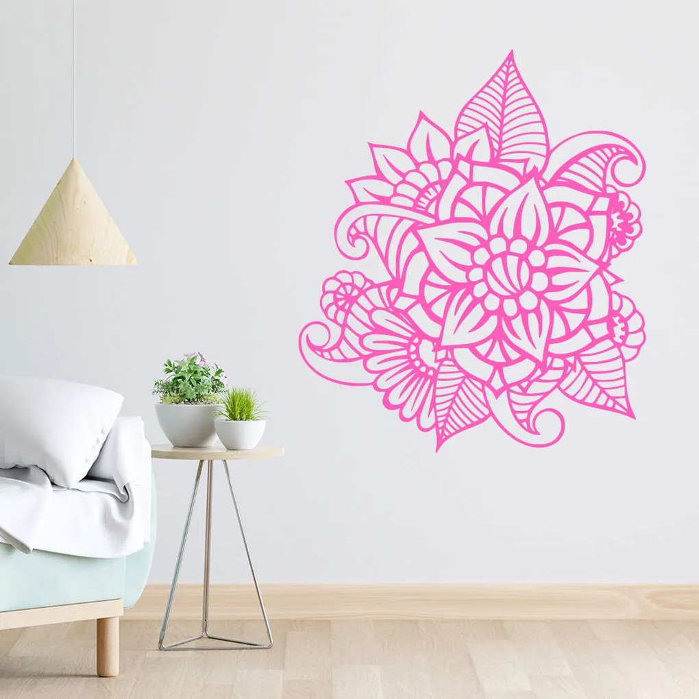Veselá Stena Samolepka Kvetinový ornament Farba: zelená, Veľkosť: 40 x 34 cm
