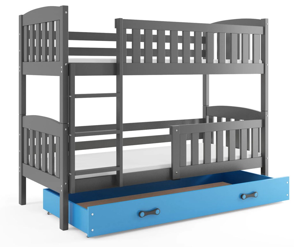 Poschodová posteľ KUBO 190x90 | grafitová - modrá