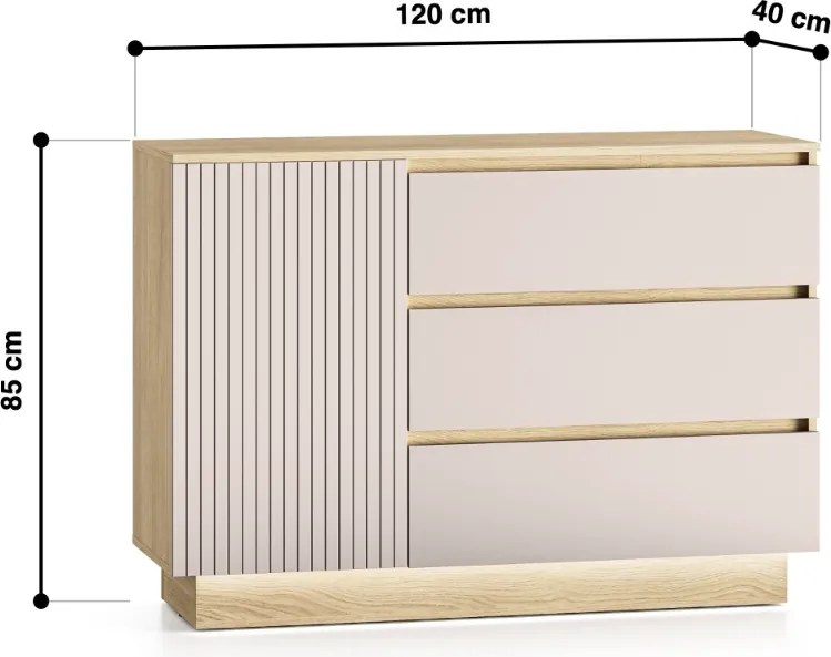KOMODA AMARIS KAŠMÍR DUB MAVELIE LED 120 cm