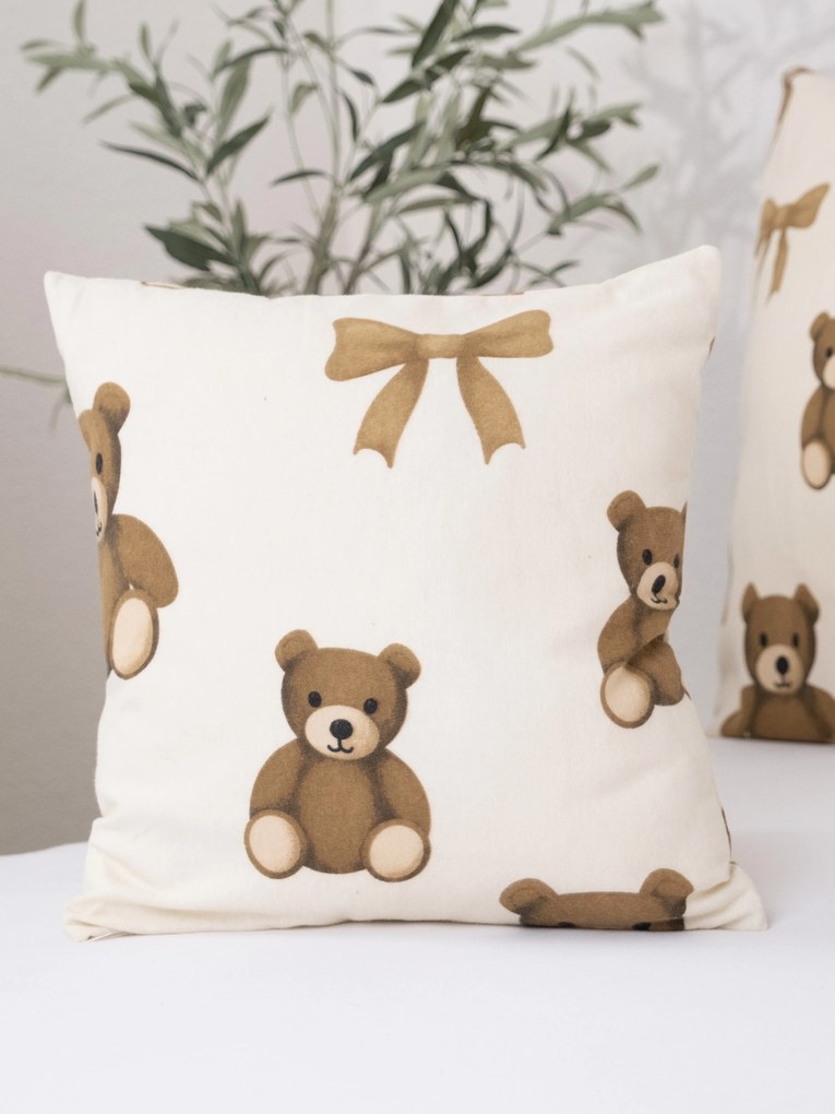 Flanelová obliečka na vankúš 40 x 40 cm - Plyšové medvedíky