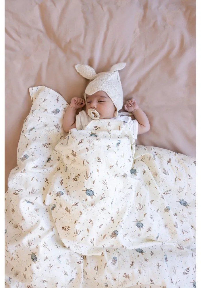 Svetložltá detská obliečka do postieľky z Bio bavlny 70x100 cm Sea Garden – Cam Cam Copenhagen