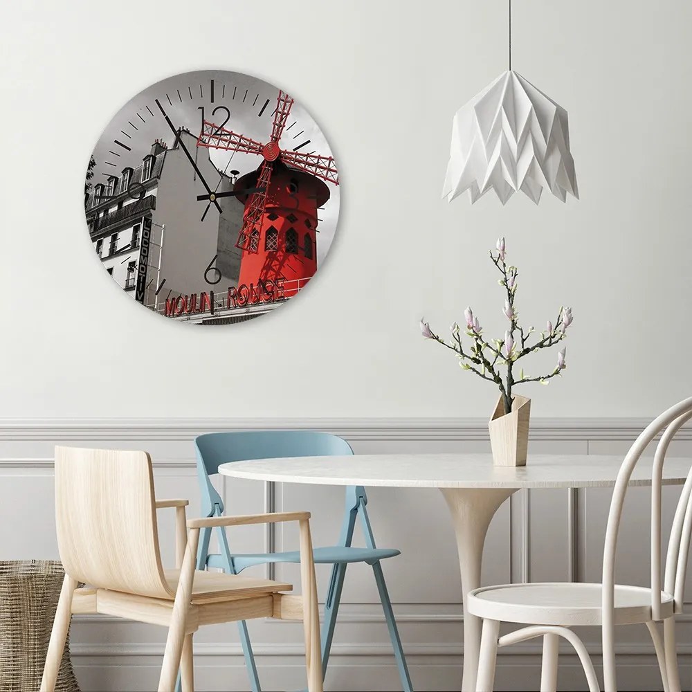 Gario Hodiny na stenu Moulin Rouge Rozmery: 80 x 80 cm