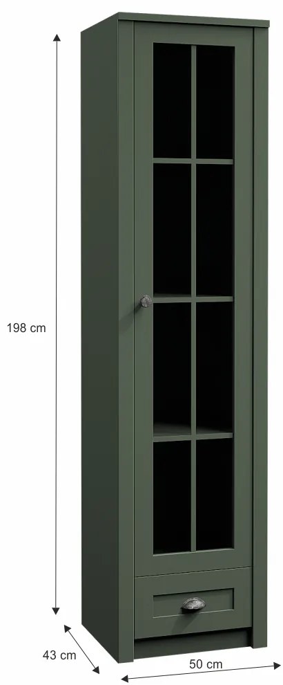 Vitrína, zelená, PROVANCE W1S