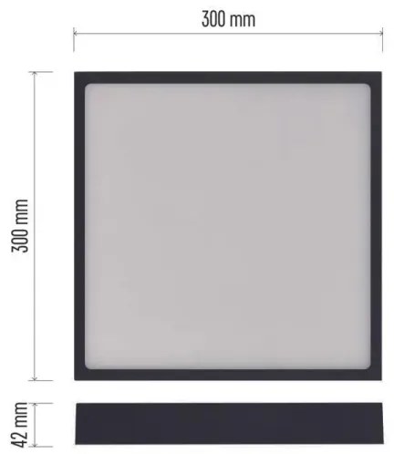 LED Stropné svietidlo LED/28,5W/230V 3000/3500/4000K 30x30 cm čierna