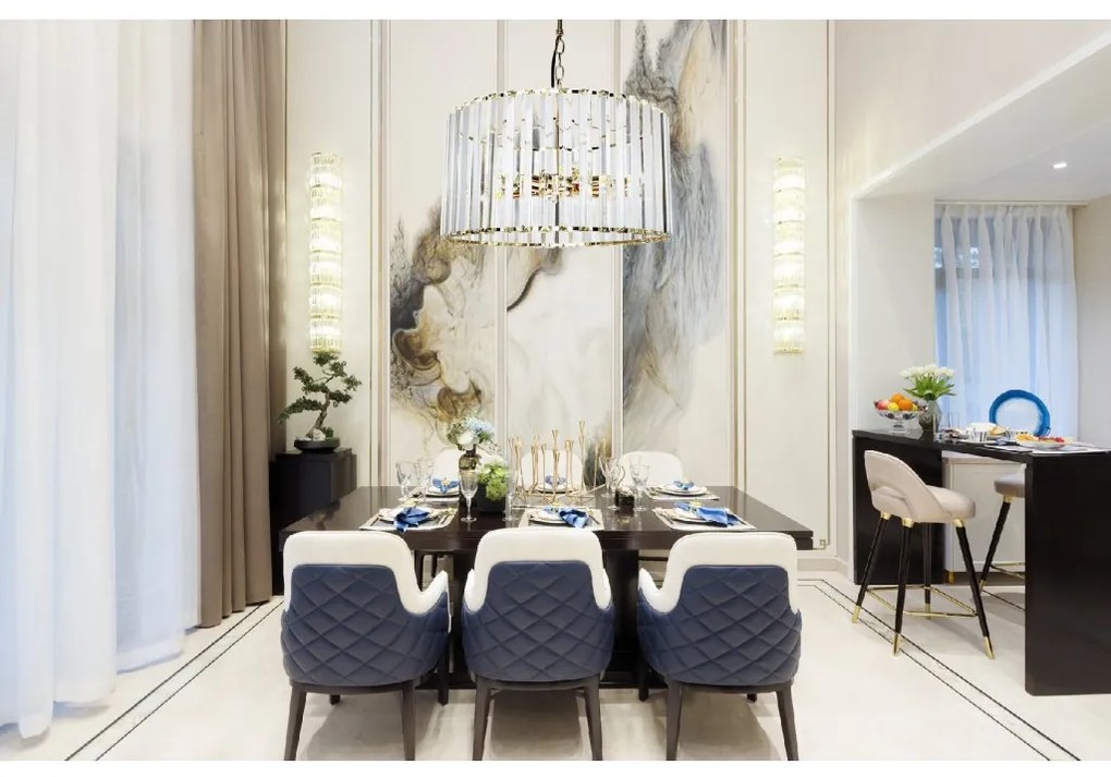 Toolight Toolight, krištálové závesné svietidlo 5xE27 APP1157-5CP, zlatá, OSW-14013