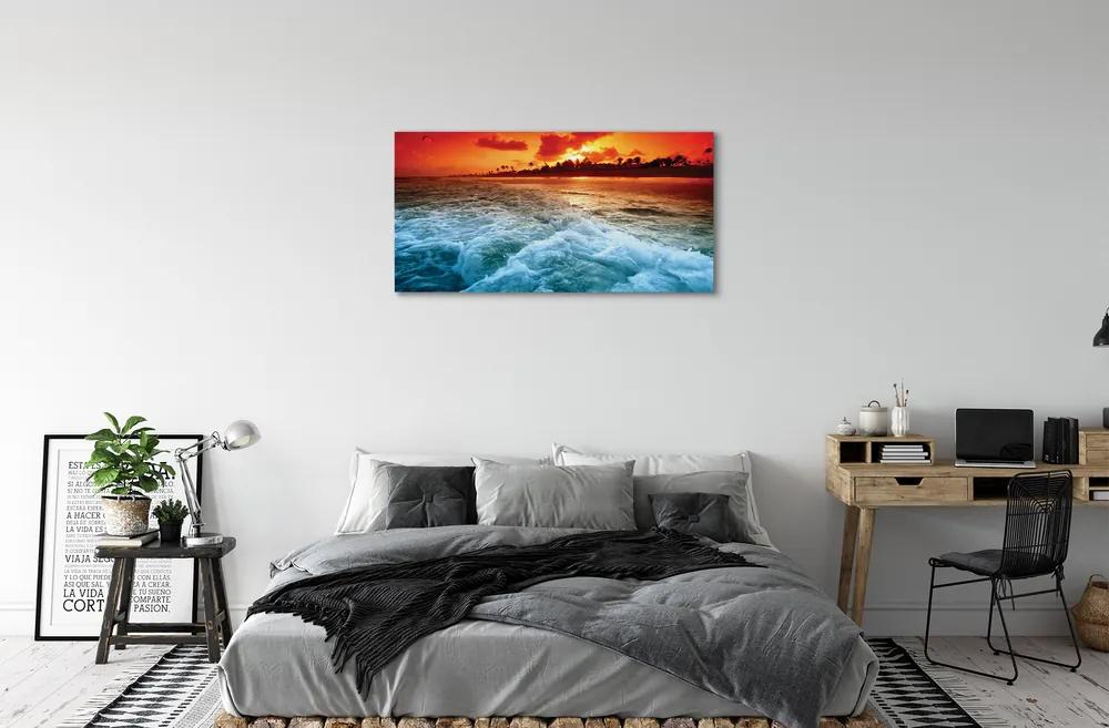 Obraz canvas Sea strom západ 125x50 cm