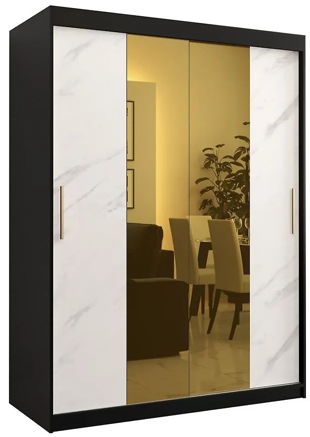 Skriňa Platinum T1 150 čierna marmur/biely