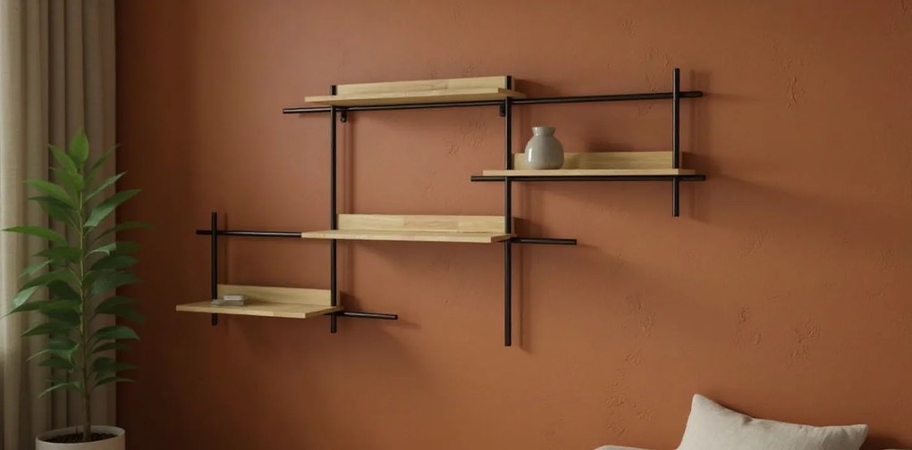 Kovová nástenná polica SQUARE 114x50 cm