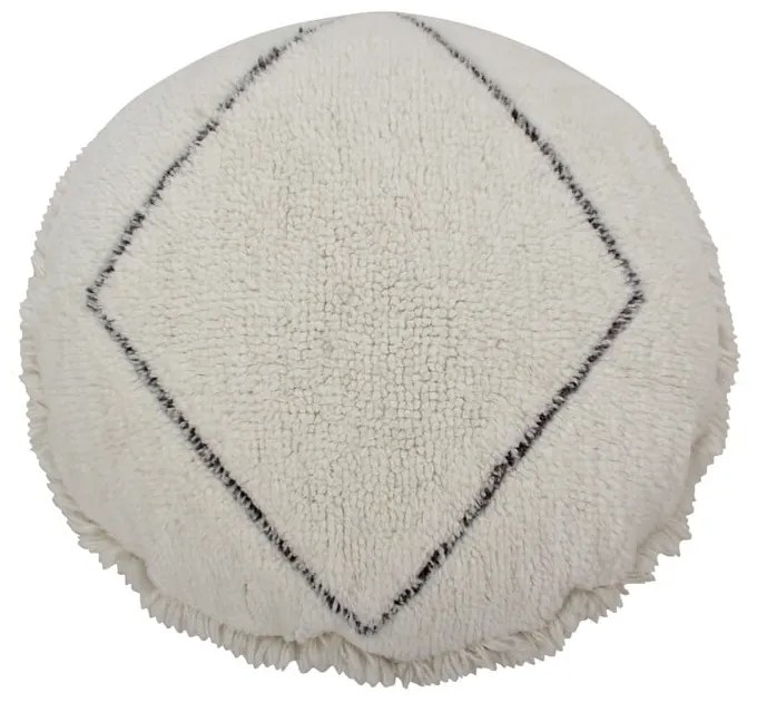 Biely vlnený taburet Berber Soul – Lorena Canals