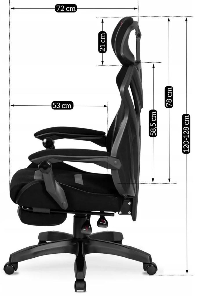 Herná stolička Maximo s podnožkou čierna