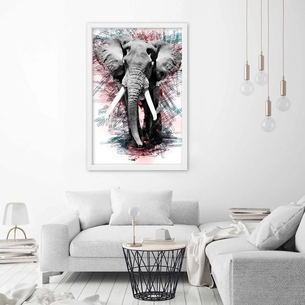Gario Plagát Slon na abstraktnom pozadí Farba rámu: Bez rámu, Rozmery: 40 x 60 cm