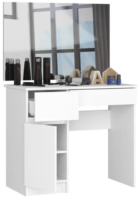 Toaletný stolík so zrkadlom CLP P-2/SL 900x600 ľavý, biely