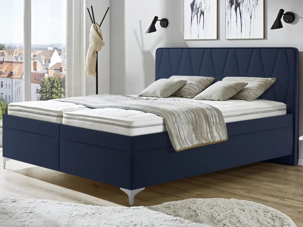 Posteľ Moosa 180x200 cm, námornícka modrá látka