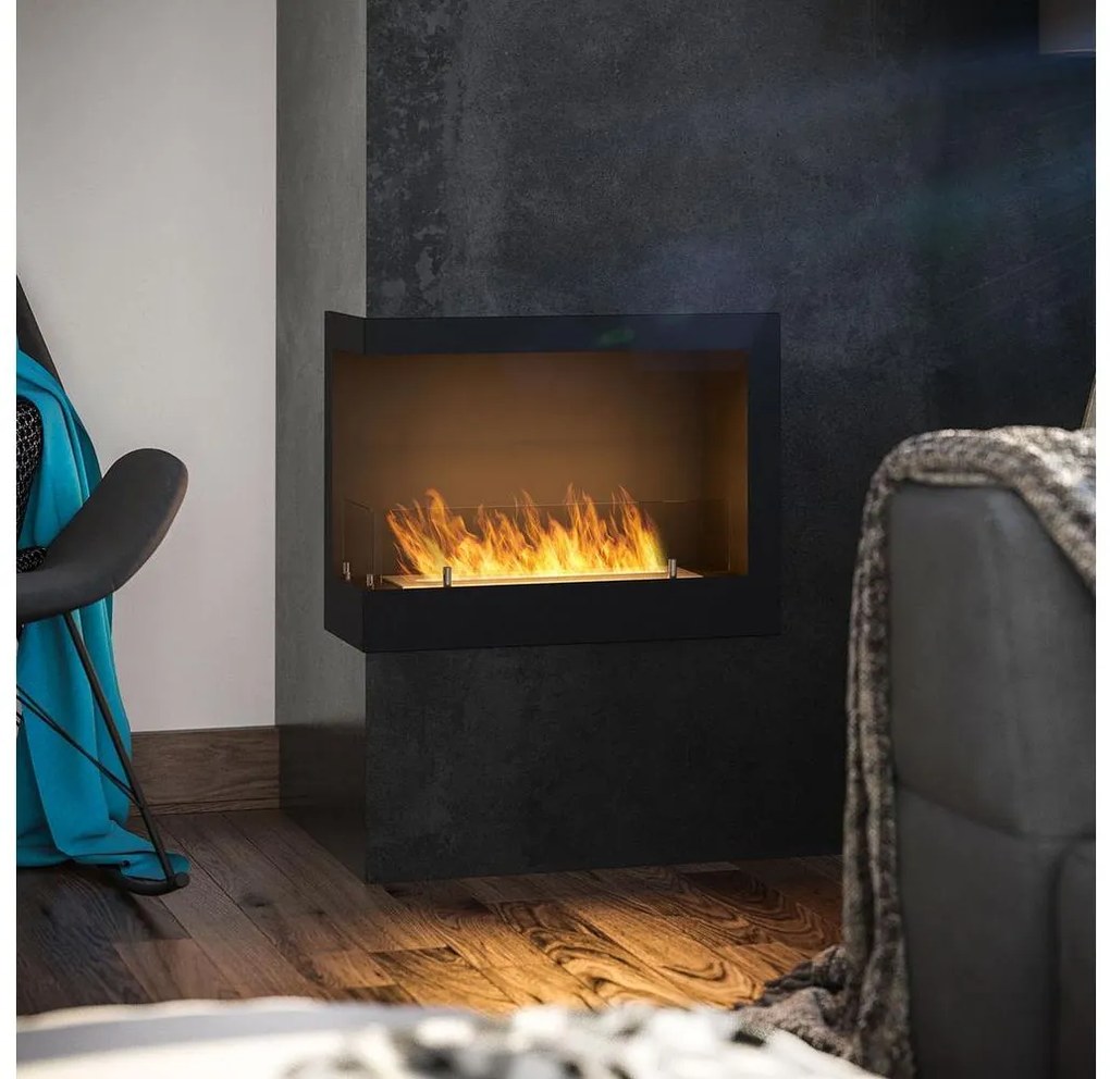 InFire - Rohový BIO krb 45x60 cm 3kW čierna