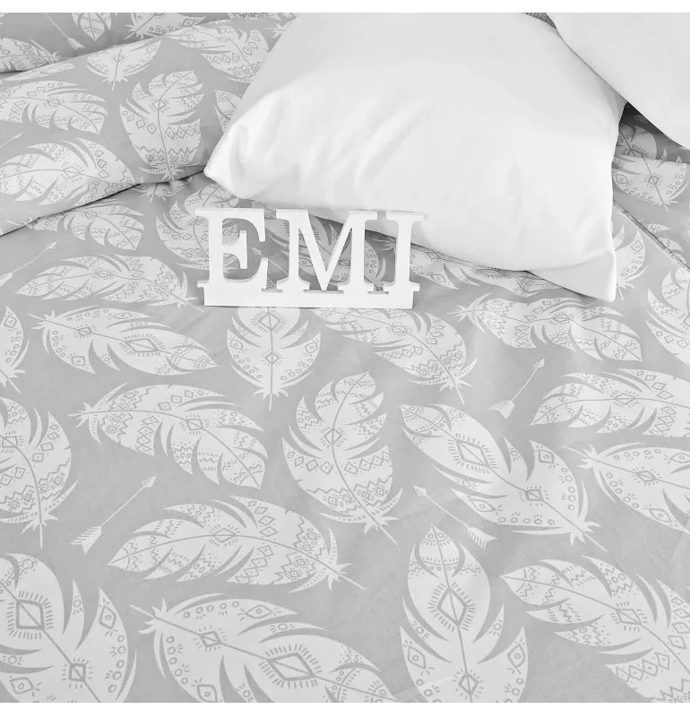 Obliečky bavlnené Linyi sivé EMI, Štandardný set jednolôžko obsahuje 1x 140x200 + 1x 70x90