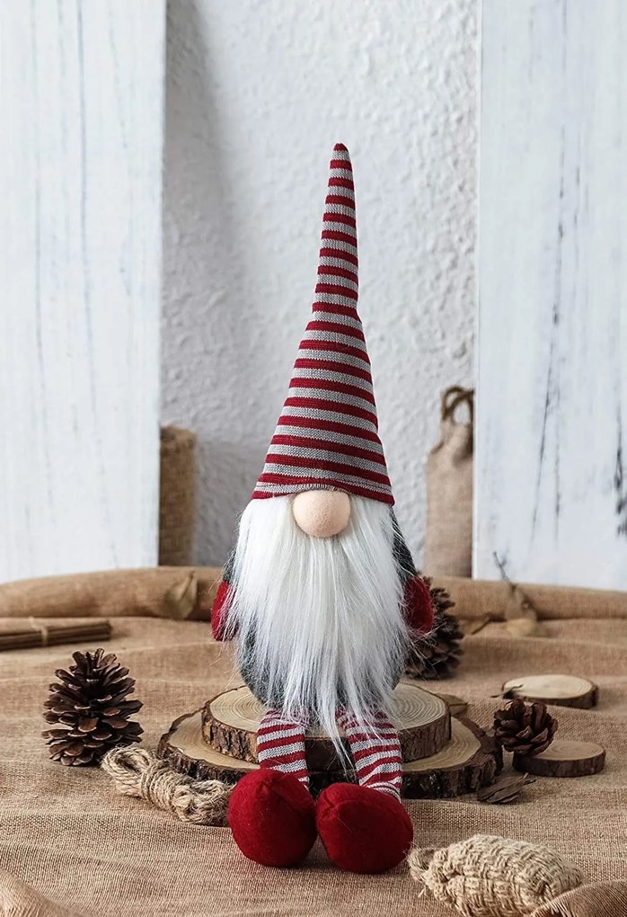 Vianočný škriatok ELF 025 - 60 cm sivý/červený