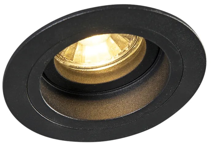 Moderný zapustený reflektor čierny 9,2 cm otočný a naklápateľný - Chuck