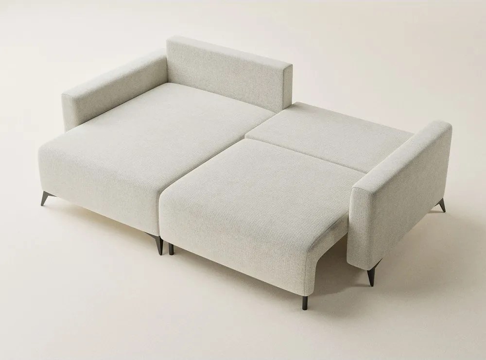 Krémovobiela ženilková rozkladacia/s úložným priestorom rohová pohovka (ľavý roh/s leňoškou) Leon – Maison de Rêve