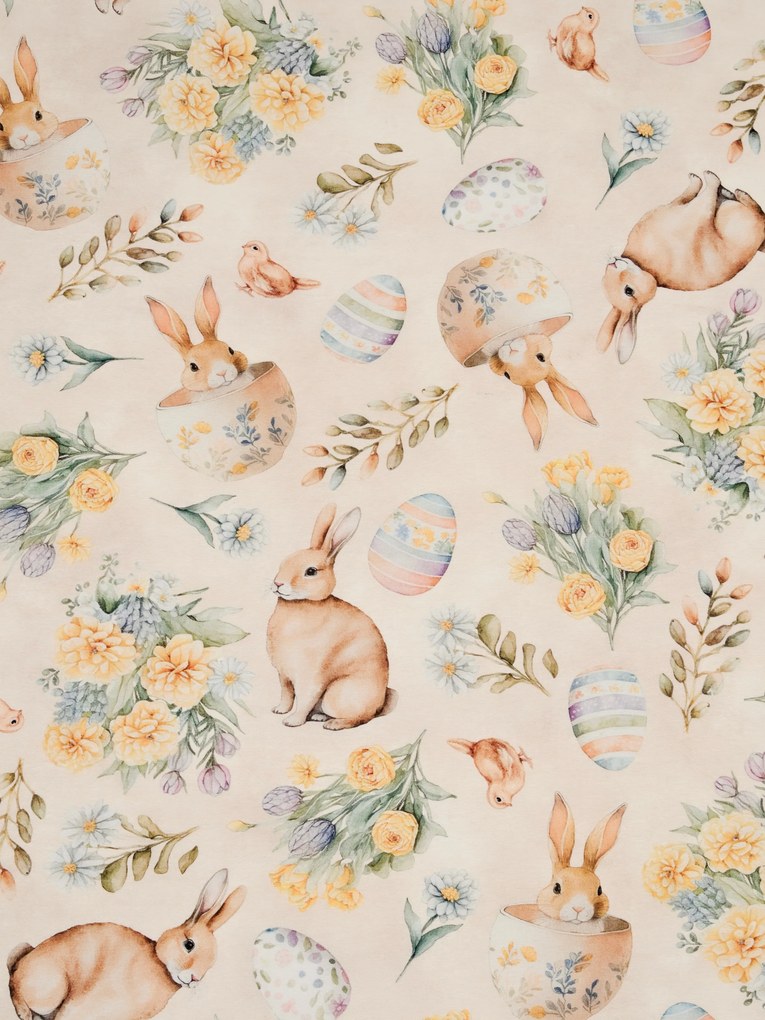 Veľkonočný hranatý obrus 80 x 80 cm - Zajačikovia béžový