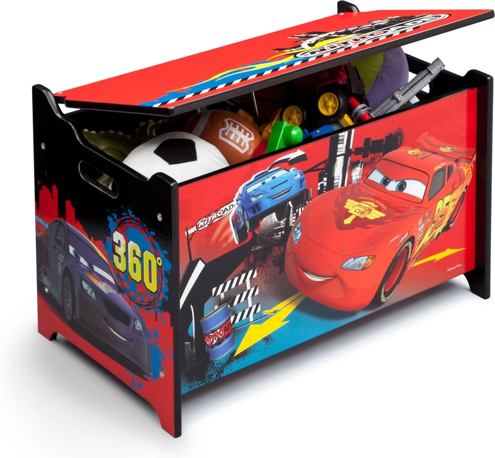 MAXMAX Detská drevená truhla na hračky CARS 2 pre chlapca multicolor