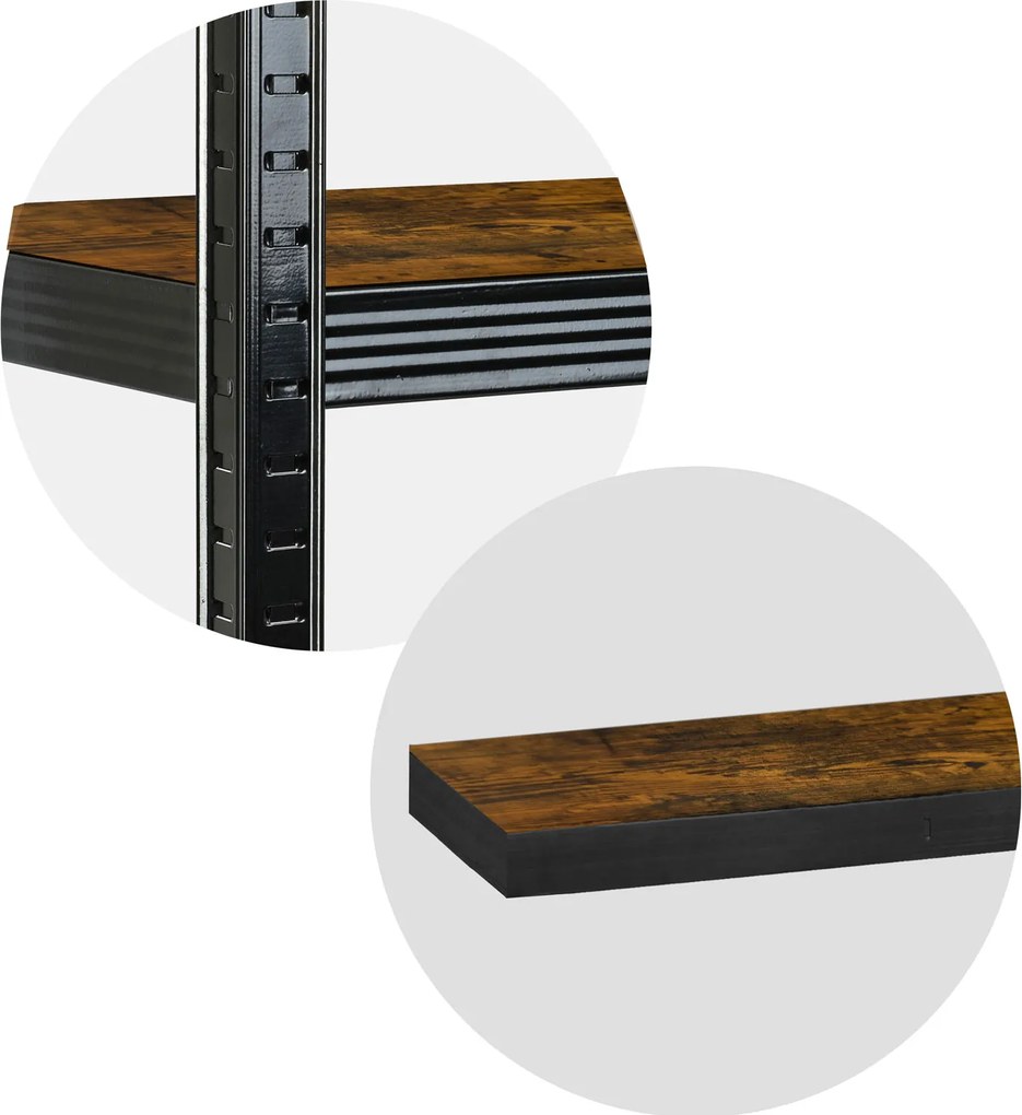 Kovový úložný regál 180 x 90 x 40 cm Humberg HR-852 čierny