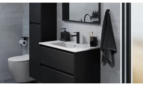 Kúpeľňová skrinka s umývadlom MOLDE 80 cm čierna