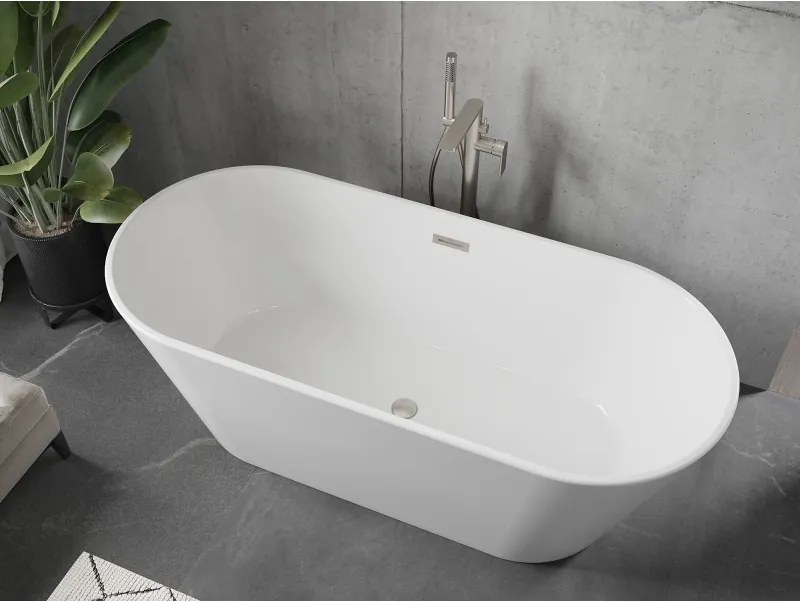 Mexen Flavia, voľne stojaca vaňa 170 x 75 cm, biela, brúsená oceľ prepad, 54031708000-97