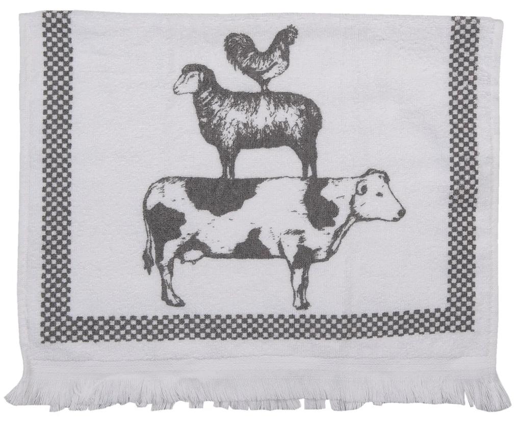 Kuchynský froté uterák s kravou, oviec a sliepkou  - 40*66 cm
