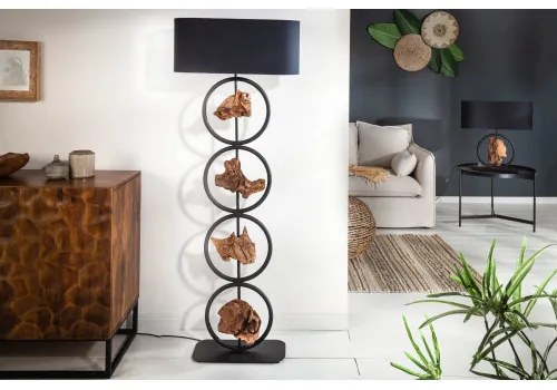 Stojaca lampa 40398 Elements 147cm Čierna Drevo Acacia  - Komfort-nábytok