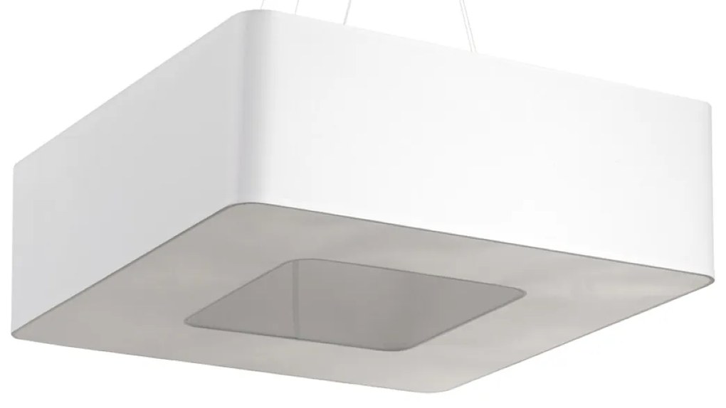 Závesné svietidlo Urano, 1x biele textilné tienidlo, (biely plast), (60 cm)