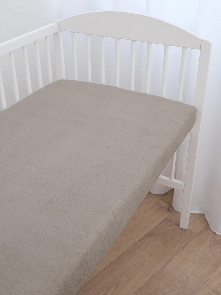 Froté plachta do postieľky 70 × 140 cm - sivohnedá