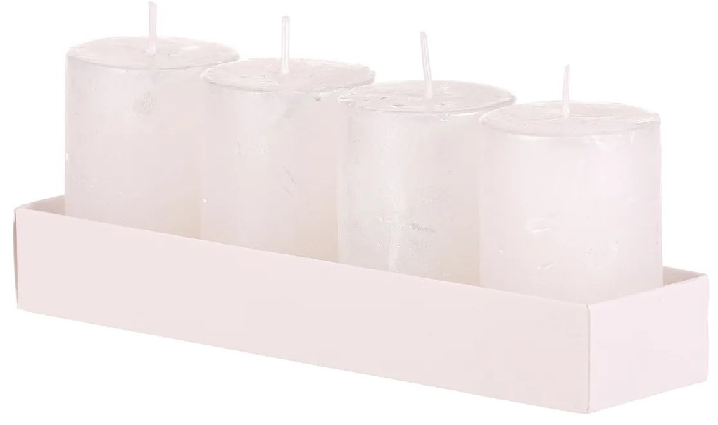 Súprava adventných sviečok biela, 4 ks, parafín, 8 cm