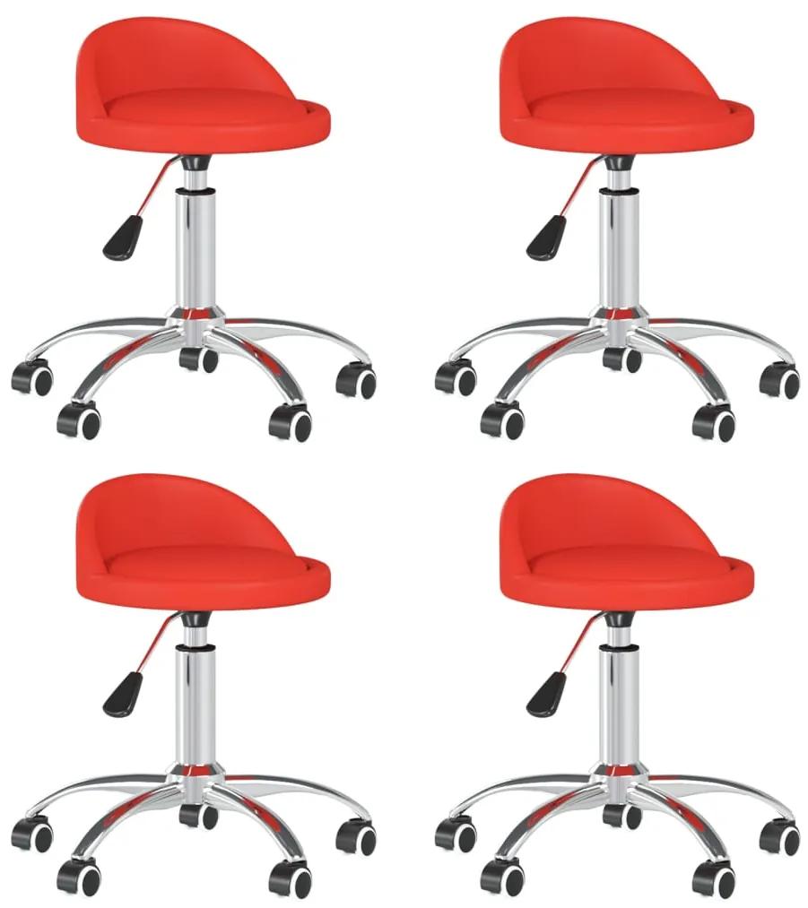 Otočné jedálenské stoličky 4 ks červené umelá koža 3086243
