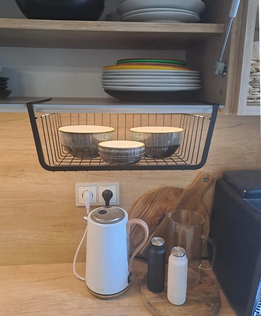 Zeller Present Prídavný závesný kôš pod policu, čierny UNDER, 41x26x15 cm