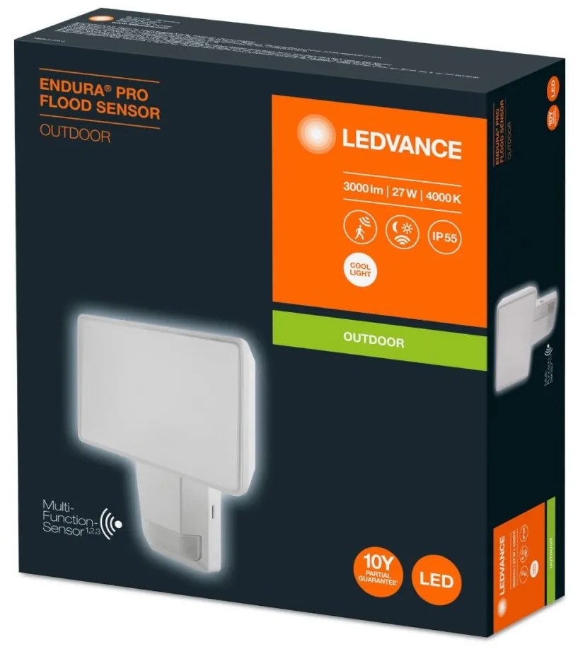 LED reflektor 27W 4000K IP55 biely s detektorom pohybu LEDVANCE Floodlight Endura Pro