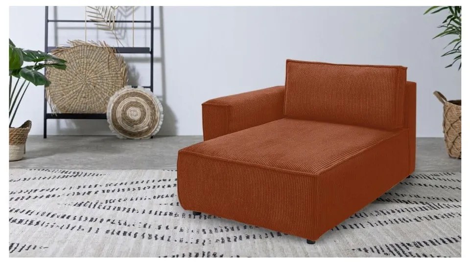 Menčestrový modul pohovky (ľavý roh) v tehlovej farbe Nihad modular – Bobochic Paris